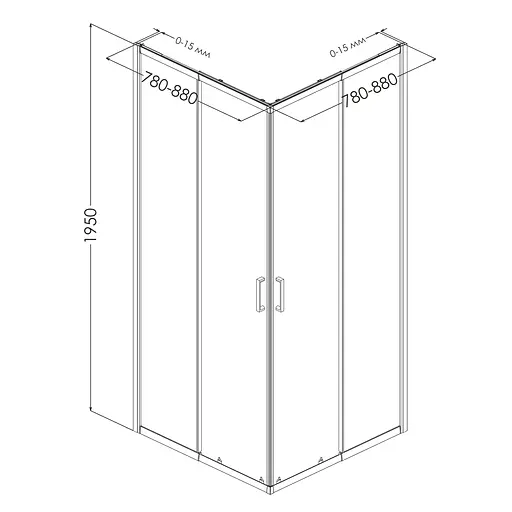 Душевая кабина квадратная Eger Vi`z New CC 85x85 раздвижная прозрачное стекло без поддона хром 599-055СС/1, прозрачный, хром - фото 2