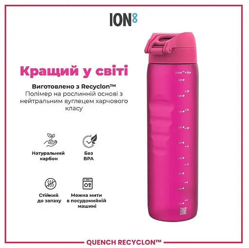 Пляшка для води ION8 1000 мл (ЕКО пляшка) BPA Free Pink (I8RF1000PIN) - фото 6