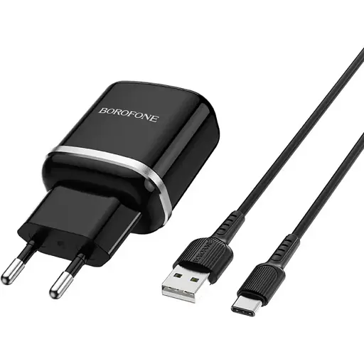 Зарядное устройство для Borofone BA36A USB QC 18W черный + кабель USB to Type-C - фото 1