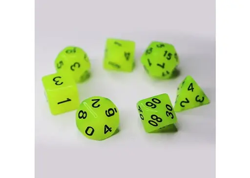 Набір кубиків Glow in the dark 7 Dice Set - Yellow , 7 шт. (g7dglow01) - фото 2