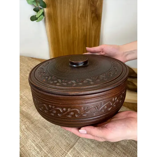 Супник 2.5 літра керамічний (глиняний) різьблений Декор