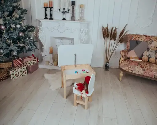 Дитячий столик з ящиком та стільчиком із суцільною спинкою для навчання та малювання (Білий) - фото 5