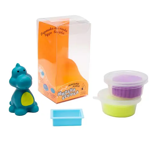 Набор для творчества "Мыльная вечеринка-голубой динозавр" Strateg 32107ST 2 массы и игрушка - фото 2