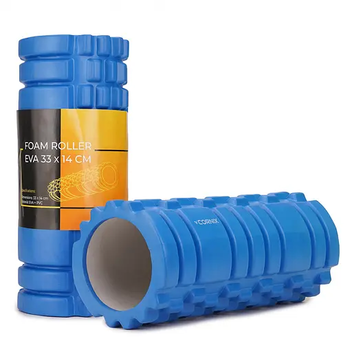 Масажний ролик Cornix EVA 33 x 14 см (валик, ролер) XR-0035 Blue - фото 1