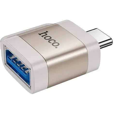 Переходник Hoco UA31C Type-C male to USB female OTG adapter серый - фото 1
