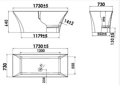Ванна отдельностоящая матовая Amdcon Sparta 173x73 из литого камня SPARTA_173_MAT Белый матовый - фото 6