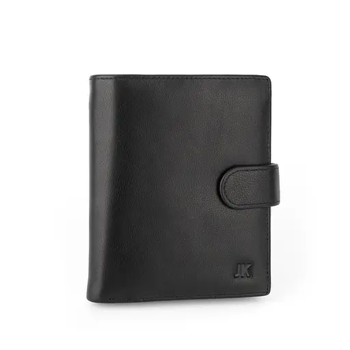 Кошелек мужской кожаный с отделом для прав JK 007 черный - фото 1
