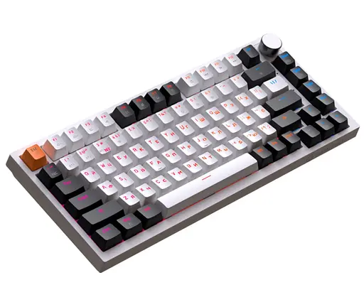 Клавіатура бездротова ігрова механічна GamePro MK-160-W Pro White-Black QLAB Orange Switches Hot-Swap - фото 2