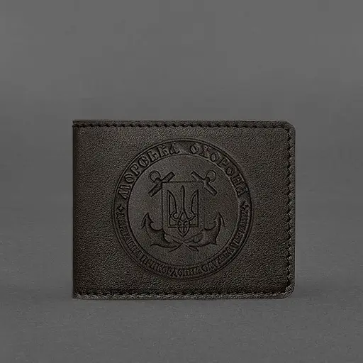 Кожаная обложка на удостоверение морской охраны темно-коричневая - фото 5