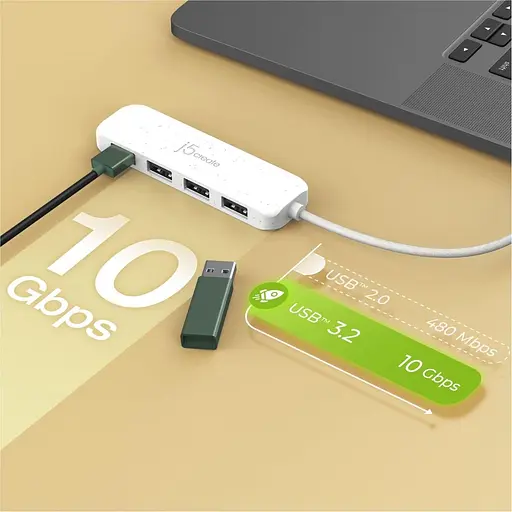 USB-хаб j5create JCH341EW-N USB-C на 4 USB-A, белый (JCH341EW-N) - фото 7