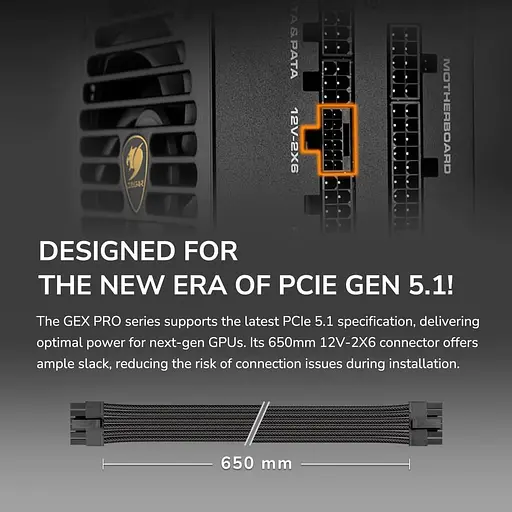 Блок живлення Cougar GEX PRO 850 850w ATX 3.1 80+ Gold Modular (GEX PRO 850) - фото 12