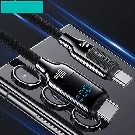 Дата кабель Usams US-SJ742 Digital Display HX Ser. Type-C to Type-C 100W (1.2m) Tarnish - фото 3