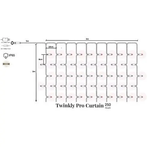 Гірлянда Twinkly Smart LED Pro Curtain RGBW250 AWG22 PVC (TW-PLC-CU-CA-10X25SPP-GR) - фото 3