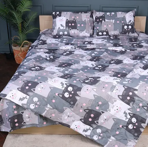 Літній постільний комплект MirSon №2935 Сolor Fun Line Hendri Bamboo 220х240 см сірий (2200010962321) - фото 1