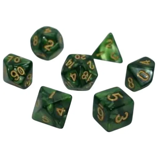 Набор кубиков Pearl 7 Dice Set - Dark Green (w-gold) , 7 шт. (g7dpearl12) - фото 1