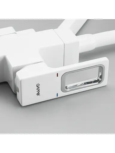 G4317-8 Змішувач для кухні однорич. силікон.гусак під фільтр лат.корп. гайка Ø35 білий Gappo 1/4, Білий - фото 5