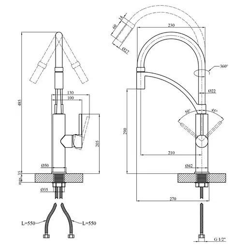 Змішувач для кухні Kroner KRP Ersel - C03900BLK (CV033801) - фото 9