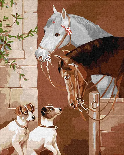 Набір для розпису по номерах Зустріч у стайні, 40x50 см, КНО4361