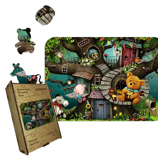 Пазл деревянный Медовое Приключение, А1, Картонная коробка 500+ элементов