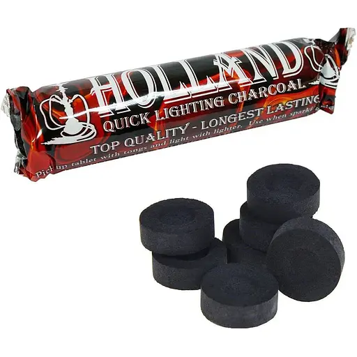 Вугілля Holland для кальяну деревне таблетка 40мм 10шт (10530) - фото 1