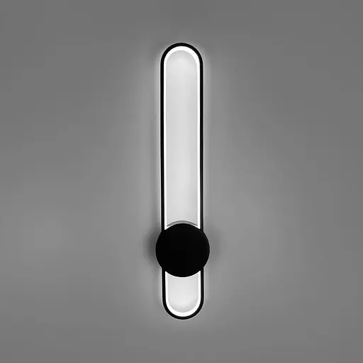 Видовжене бра Line F у металевому чорному корпусі 60 см Арт. W009/600 BK - фото 5