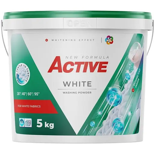 Порошок для прання Active White з ароматом свіжості відро + дозатор 5 кг