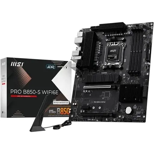 Материнская плата MSI AM5 PRO B850-S WIFI6E, B850, 4xDDR5, Int.Video (CPU), 4xSATA3, 2xM.2, 2xPCI-E 4.0 x16, 1xPCI-E 3.0 x1, ALC897, Realtek 8125 2.5G, WiFi 6E, Bluetooth 5.3, 11xUSB 3.2 / 4xUSB 2.0, HDMI/DP, ATX