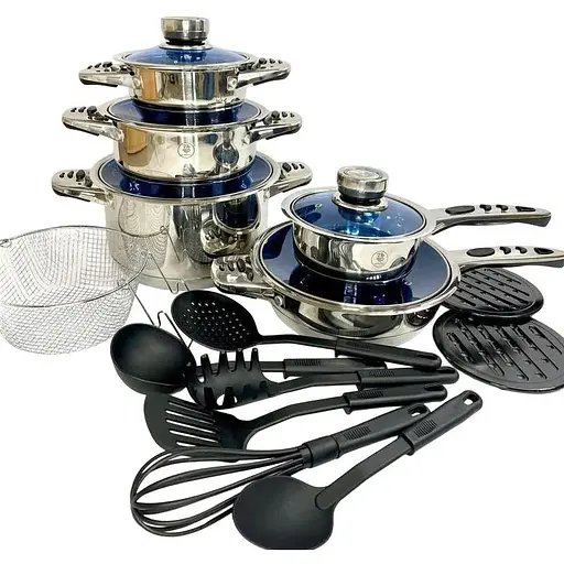 Набір каструль з кришками та сковородою German Family GF-2057, 21 предмет - фото 1