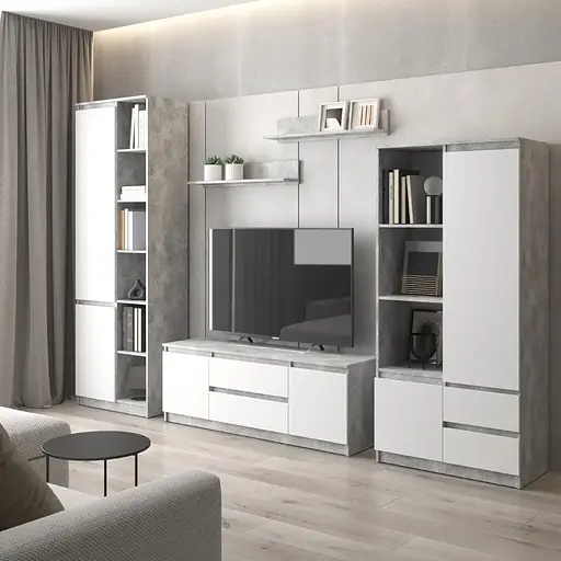 Комплект мебели в гостиную VAYS шкаф R-26, шкаф R-27, тумба R-28, полки М-22