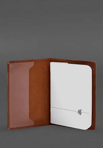 Кожаная обложка для военного билета офицера запаса 8.2 светло-коричневая Crazy Horse - фото 5