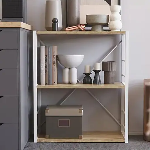 Этажерка 3/60 Ferrum-decor Серии Коннект 73x60x28 белый ДСП Дуб Сонома 16мм (FRD-104263)