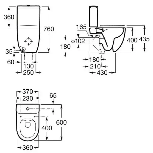 Чаша напольного унитаза Roca Meridian-N Rimless A34224L000, Белый - фото 2