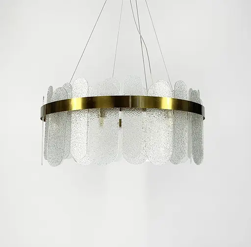 Подвесная люстра со стеклянными фактурными пластинами Line.F Диаметр 60см - фото 3