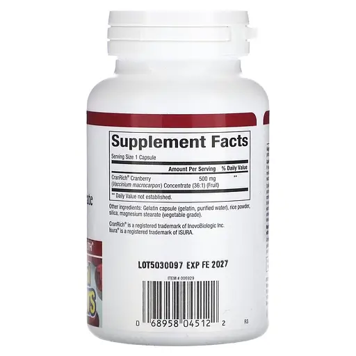 Экстракт клюквы Natural Factors CranRich Cranberry Concentrate Super Strength, 90 капсул для здоровья мочевыводящих путей - фото 2