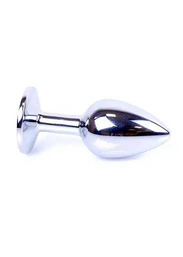 Металева анальна пробка з кристалом Boss Jewellery Silver Plug Dark 7 см (синій) - фото 4