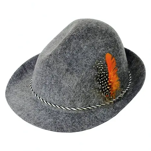 Шляпа серая с перьями - фото 1