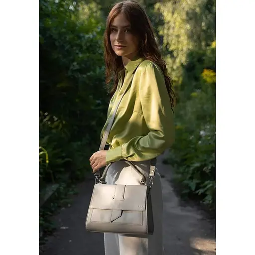 Женская кожаная сумка Ester серая - фото 1