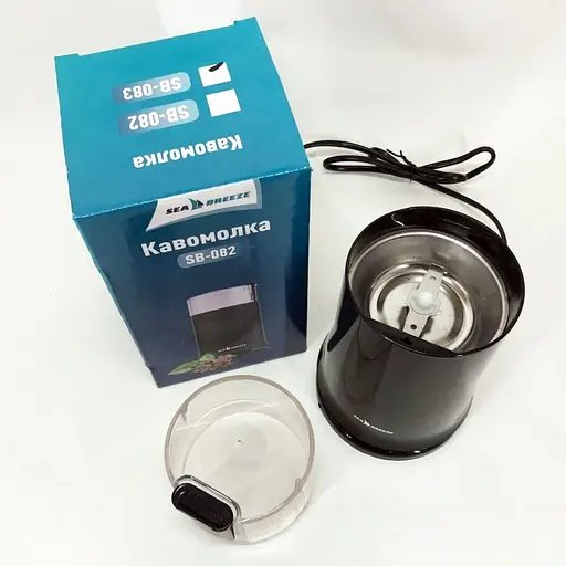 Кофемолка Sea Breeze SB-082 машинка для помола кофе маленькая 60 г нержавеющая сталь 200 Вт Черный - фото 4
