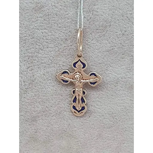 Золотий хрестик Харківська ювелірна фабрика з емаллю. Розп'яття Христа. 169 - фото 2