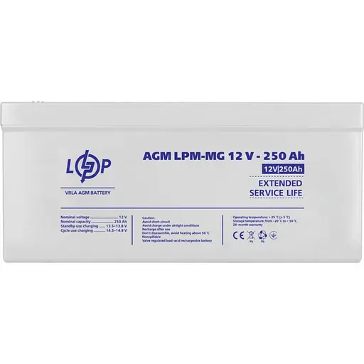 Акумулятор LogicPower AGM-MG 12V/250Ah/3000Wh (4198) [109876] - фото 3