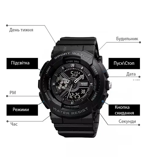 Наручний годинник Skmei 1689 Black, 1689BK (18364) - фото 7