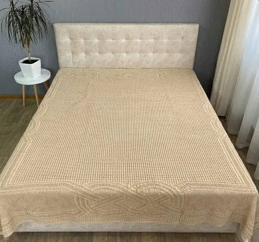 Натуральное муслиновое простыня 200x230 см - дышащая мягкая хлопковая простыня бежевый - фото 1