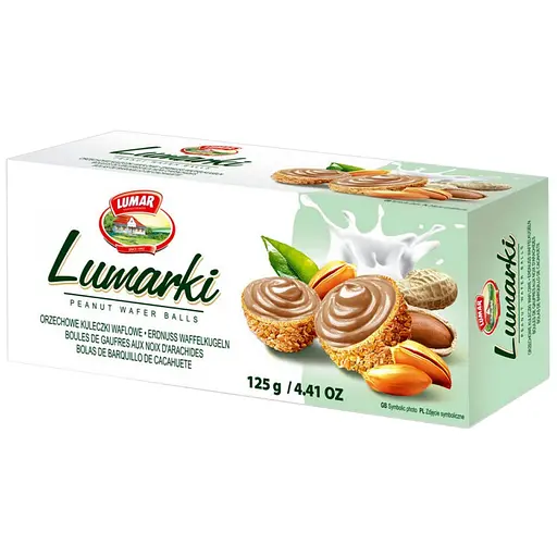 Цукерки вафельні Lumar Lumarki у шоколадній пудрі з кремом з лісового горіха 112.5 г - фото 1