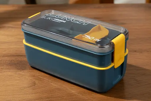 Ланч-бокс эко на 2 яруса с приборами Laprida Синий 750 мл (64-21-1165) - фото 2