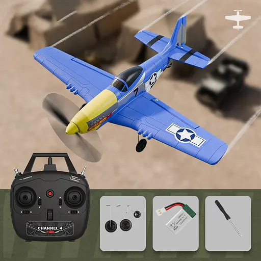 Літак на радіокеруванні SCHE W551 Four-channel Stunt Fighter Blue - фото 2