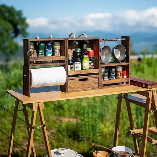 Кемпінгова етажерка з полицями Naturehike CNH22JU018 натуральне дерево - фото 9