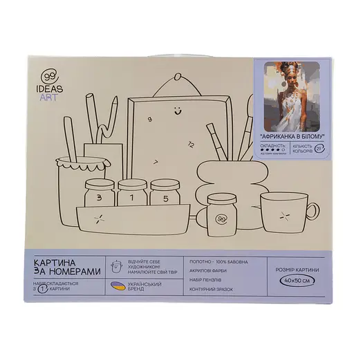 Набор для росписи "Африканка в белом" 40*50 см, IDEA2-GX47100, ТМ "99IDEAS" - фото 4
