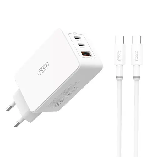 Мережевий зарядний пристрій XO CE13 (EU) 65W GaN tech fast charging with Type-c cable Білий - фото 4