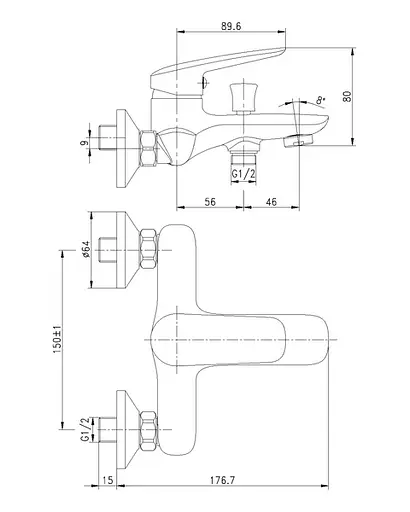 Змішувач для ванни Praha new 10030 new Хром - фото 2