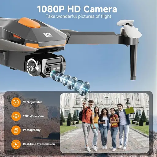 Складной мини-квадрокоптер PLEGBLE с бесщеточным двигателем, Wi-Fi, камерой для взрослых и детей 8-12 лет - фото 3